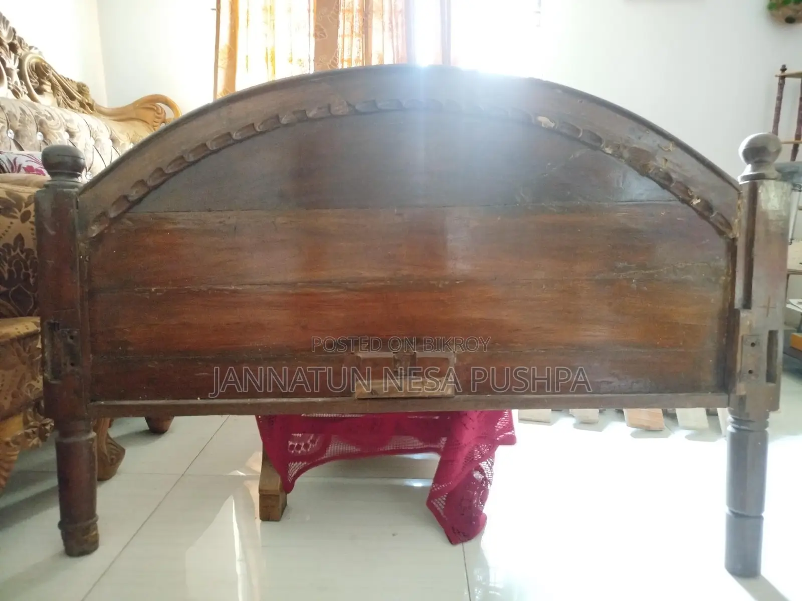Teak Wood Bed + Mattress for Sale