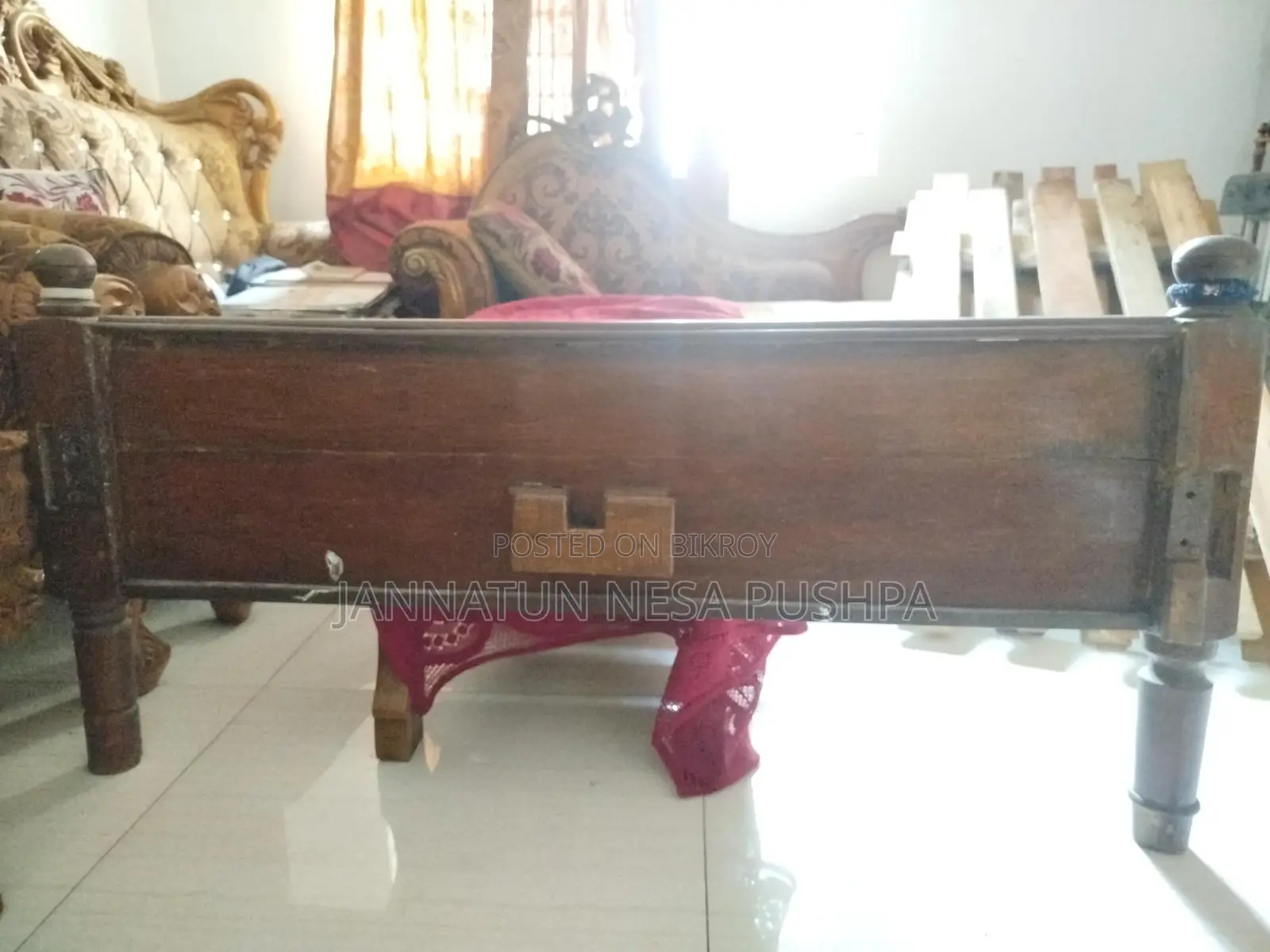 Teak Wood Bed + Mattress for Sale