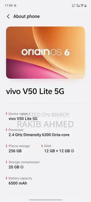 Vivo V50 lite 12/256 Gb (Used)