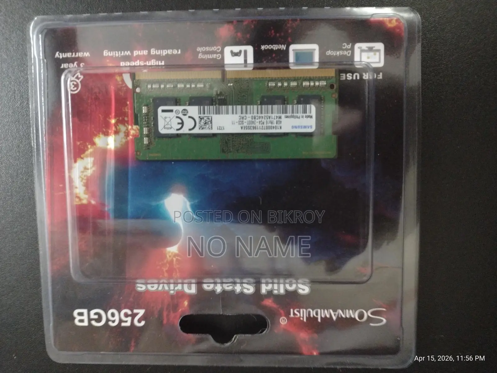 Sumsung Laptop DDR4 4gb 2400mhz 1rx16 RAM