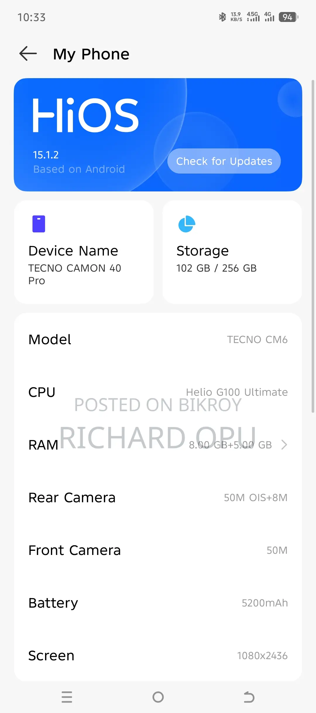 Tecno Camon 40 Pro (Used)