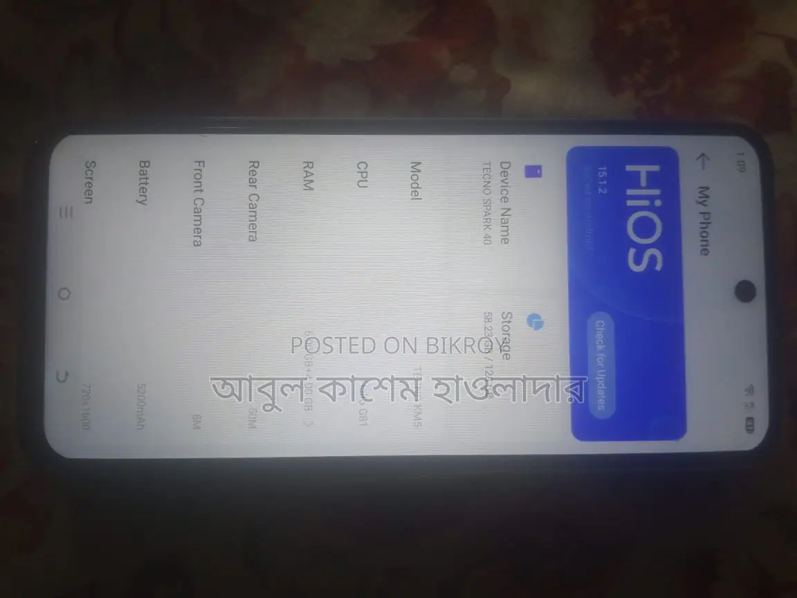 Tecno Spark 40 (6GB RAM+ 6)/128GB (Used)