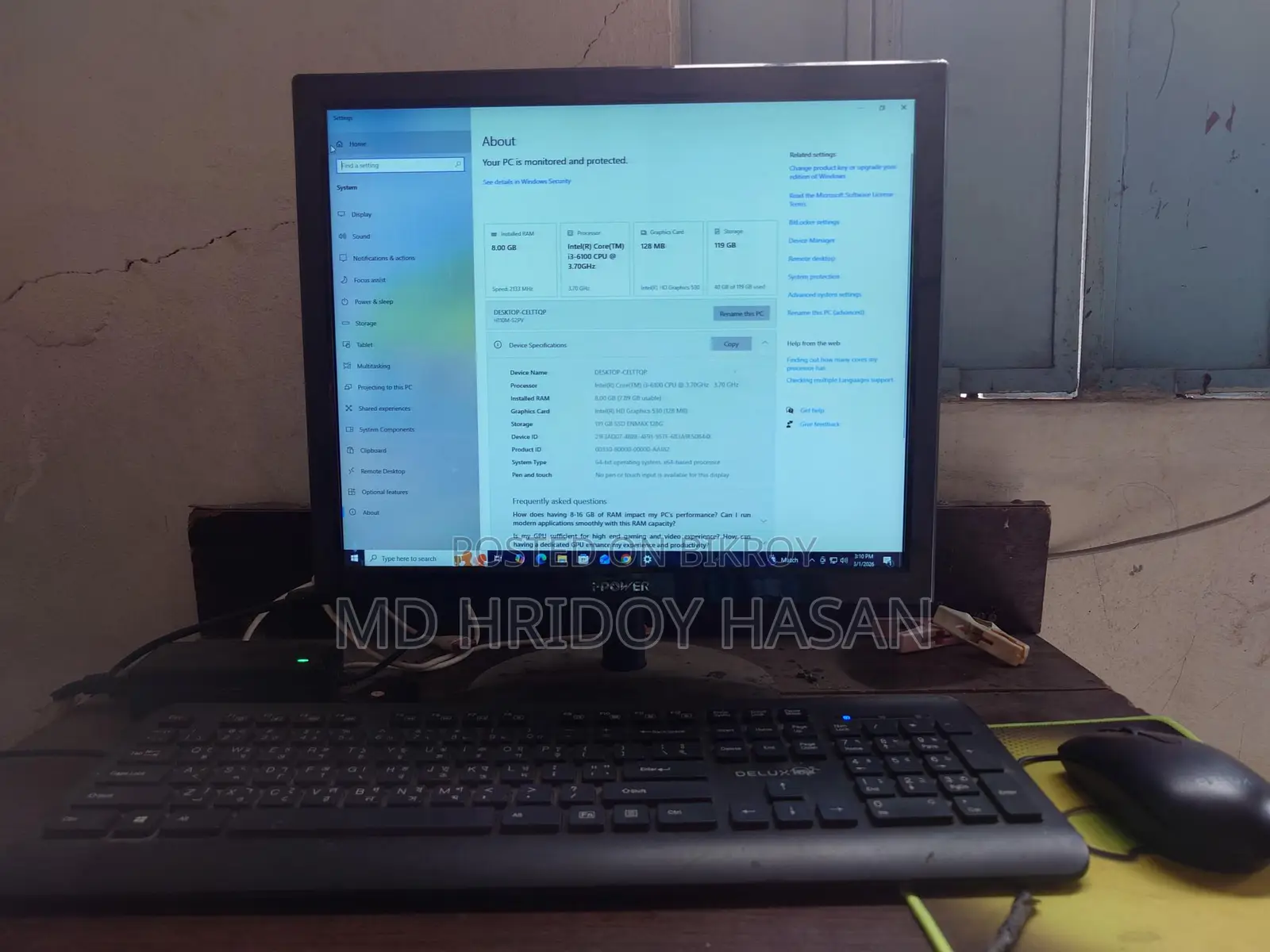 Desktop Computer Sell 8GB 228 GB SSD