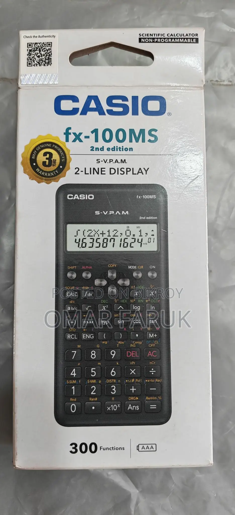 Casio Fx-100ms Scientific Calculator Original & 5 Years Warranty