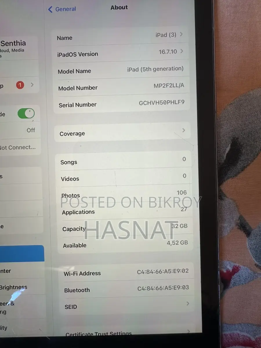 Apple Ipad 5th gen (Used)