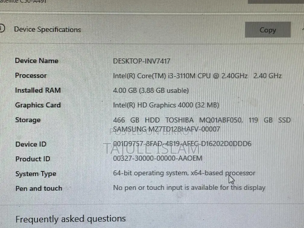 TOSHIBA Satellite C50-A491