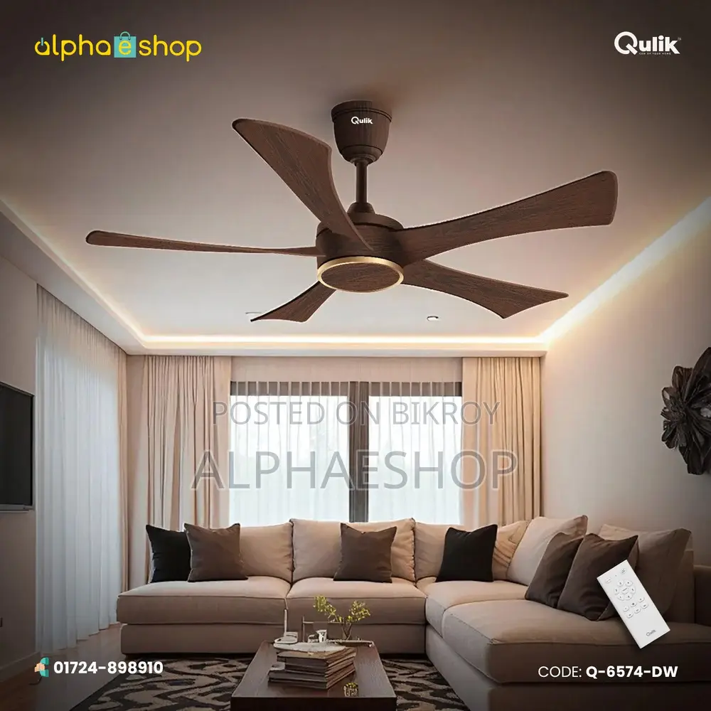 Qulik Falcon 53" BLDC Remote Control Ceiling Fan (Dark Wood)