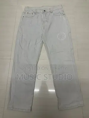 Light Wash White Smilly Straight Fit Jeans