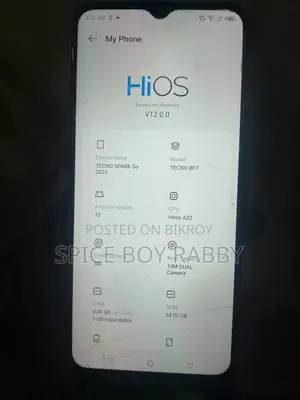 Tecno Spark Go BF 7 (ব্যবহৃত)