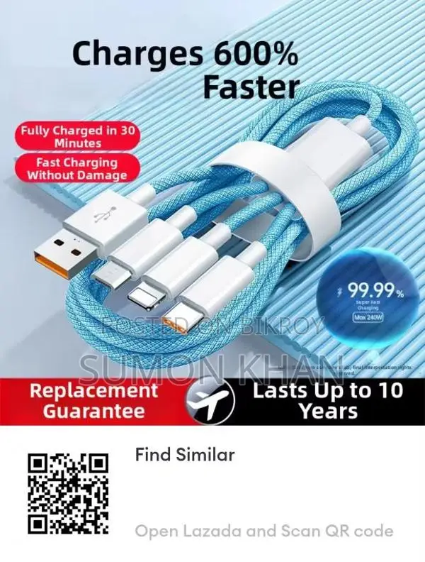 3-in-1 240W Fast Charging Data Cable and Car Charger Line