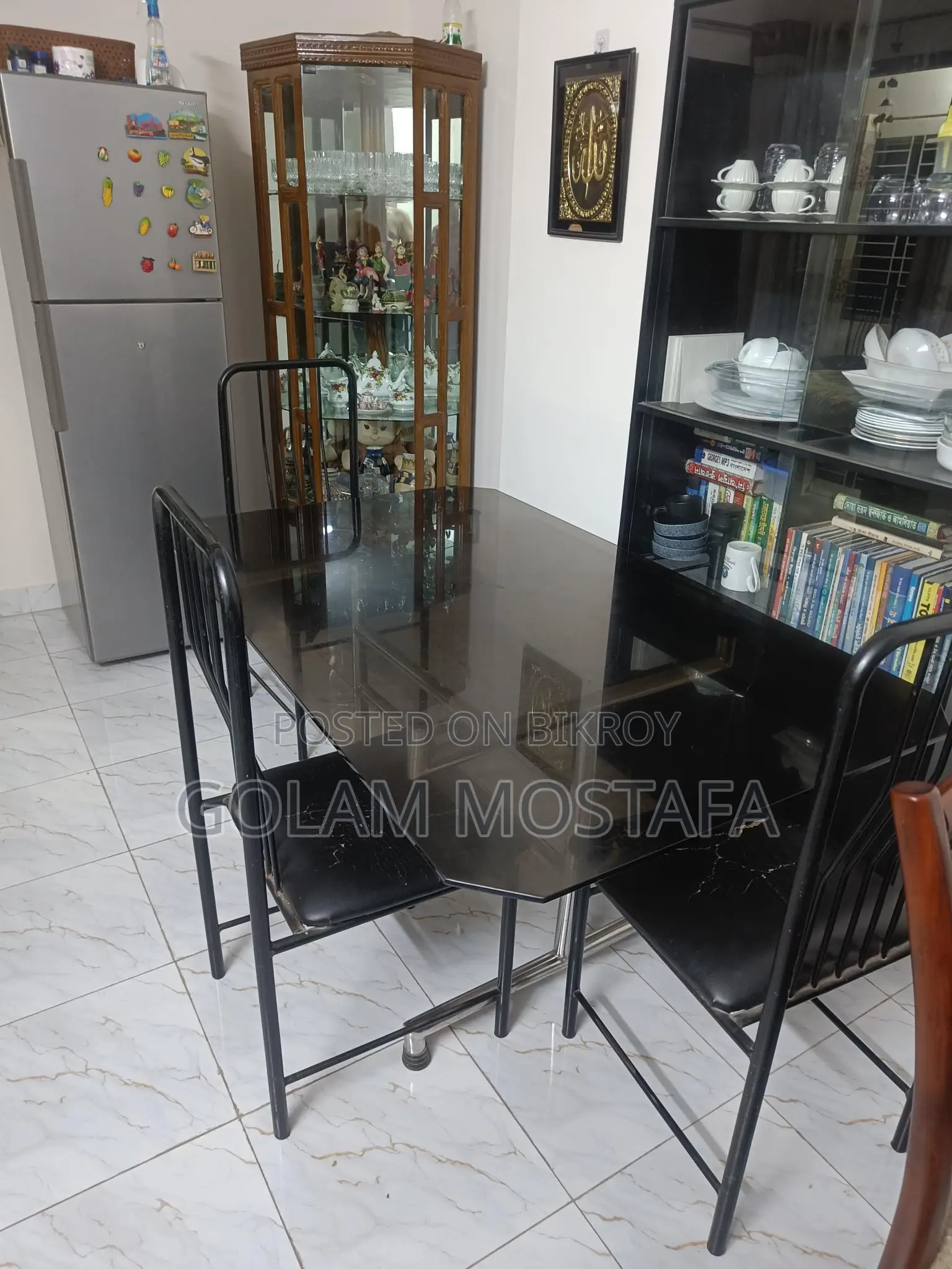 ডাইনিং টেবিল (ss Frame Glass) উইথ ৩ অটবি চেয়ার
