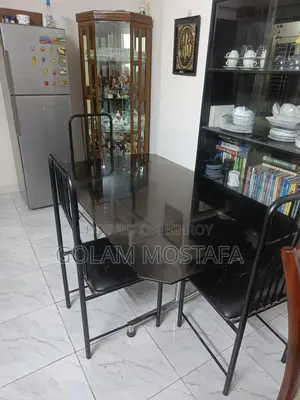 ডাইনিং টেবিল (ss Frame Glass) উইথ ৩ অটবি চেয়ার