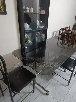 ডাইনিং টেবিল (ss Frame Glass) উইথ ৩ অটবি চেয়ার