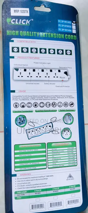 Click Multi Plug 5 Sockets with 16.5 Feet Cable