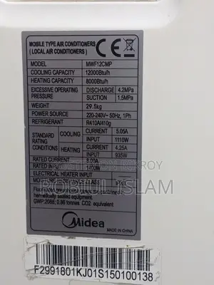 Midea 1 Ton Portable AC – Very Good Condition