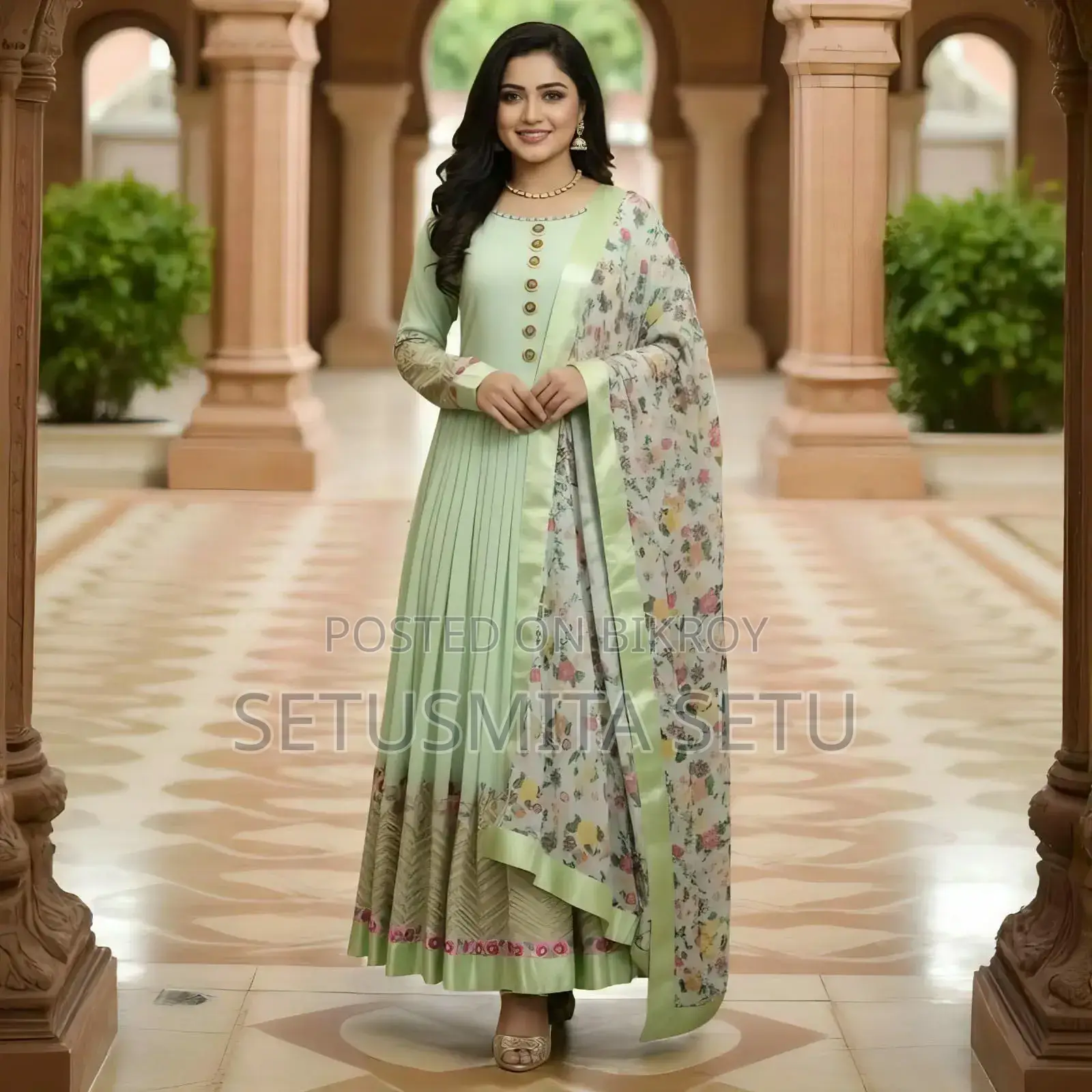 Semi-Stitched Georgette Embroidered Party Dress