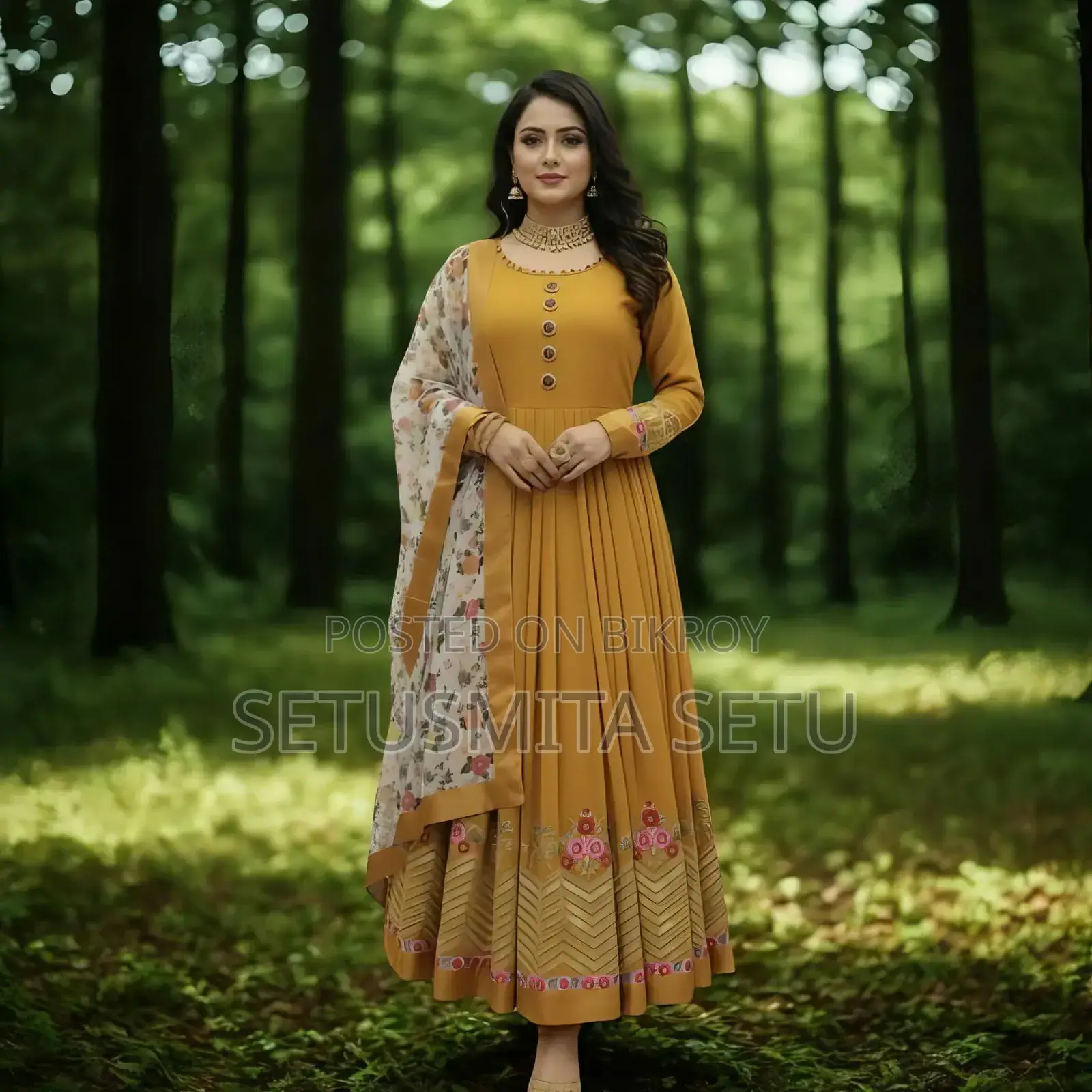Semi-Stitched Georgette Embroidered Party Dress