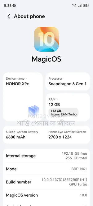 Honor x9c 12/256 (Used)