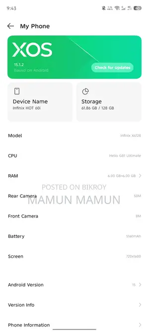 Infinix Hot 60i 128 GB White