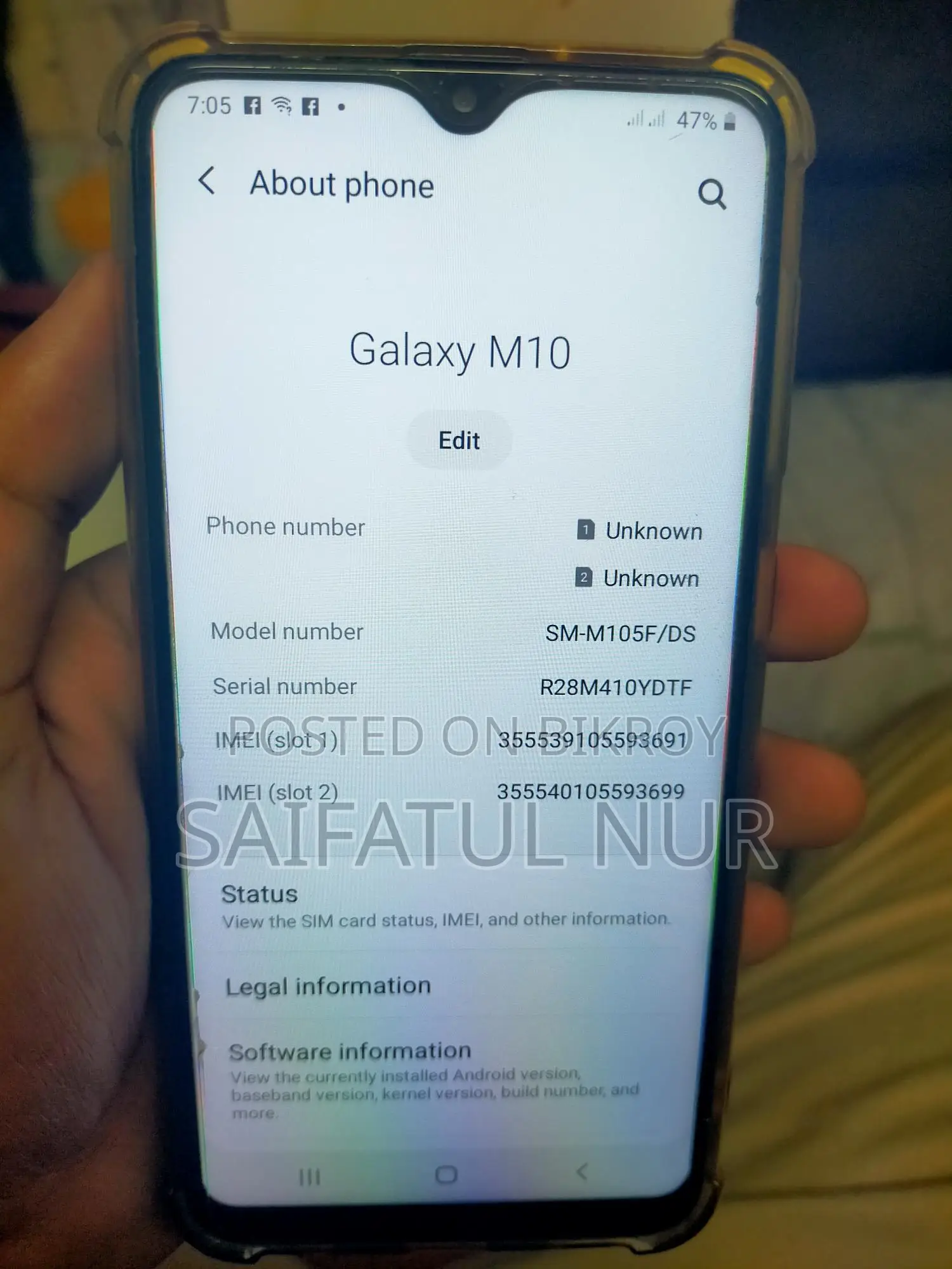 Samsung Galaxy M10 . (Used)