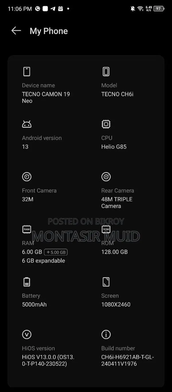 Tecno Camon 19 Neo (Used)