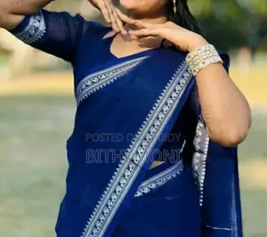 Red And Blue Cotton Fabric Saree