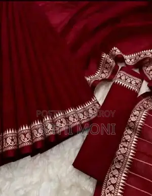 Red And Blue Cotton Fabric Saree