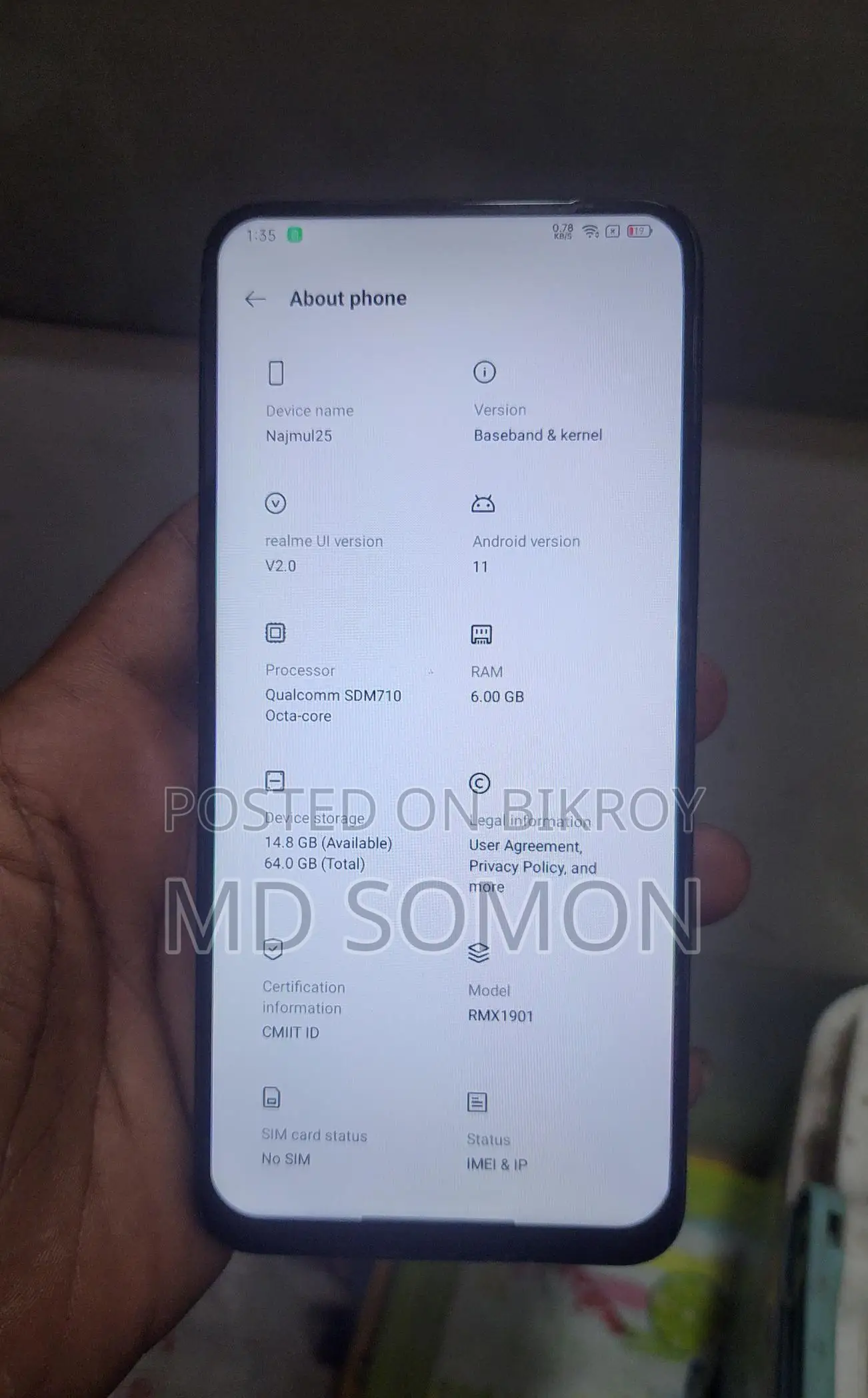 Realme X . (Used)