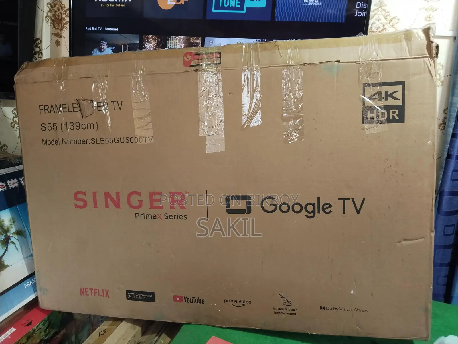 Singer 55" 4k voice borderless TV (বক্স আছে)