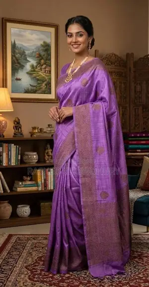 Original Tussar Katan with Matte Zari Weaving - Excluding Blouse Piece
