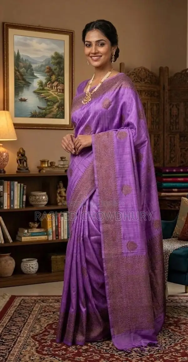 Original Tussar Katan with Matte Zari Weaving - Excluding Blouse Piece