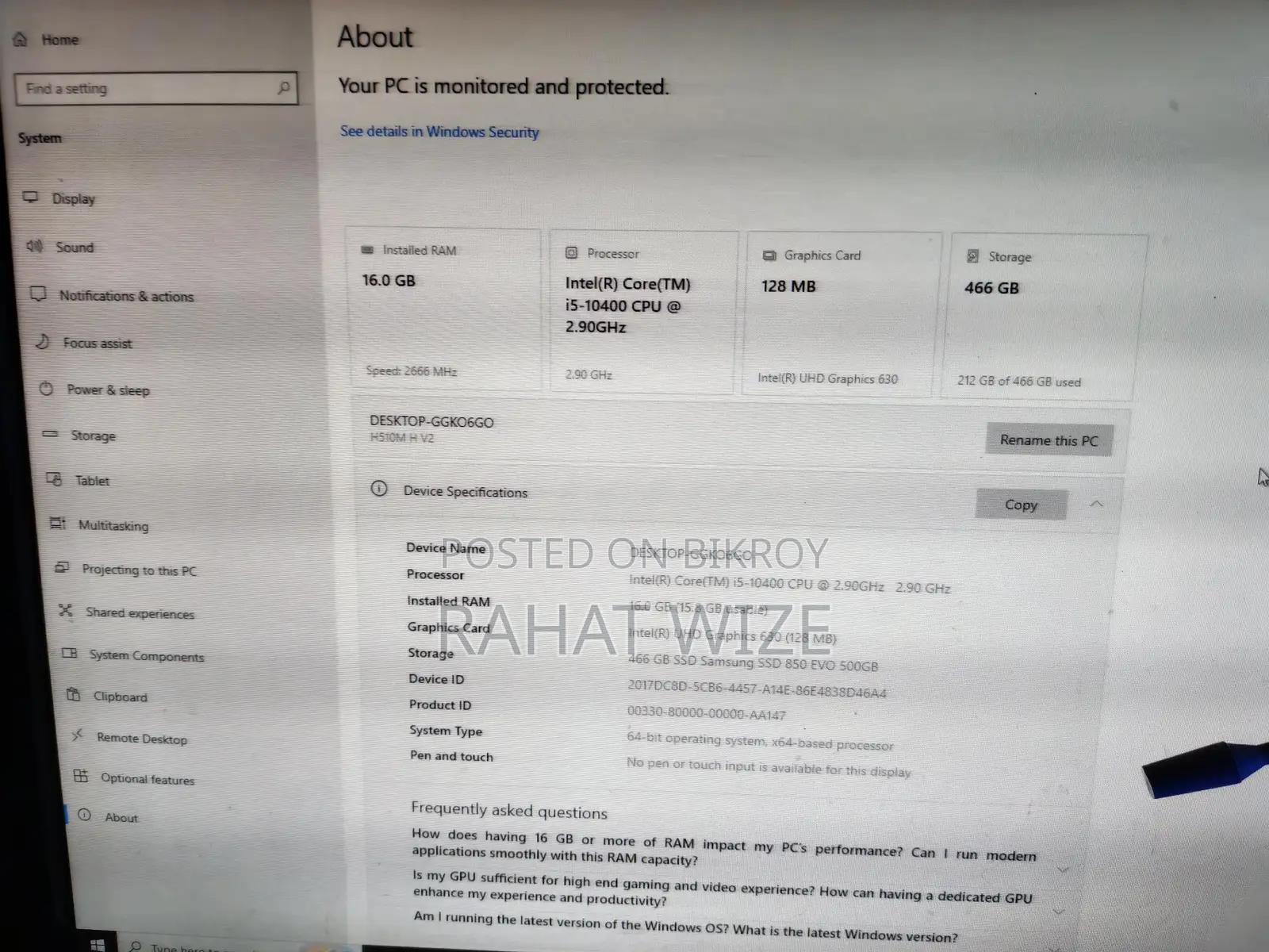CORE I5 10TH GEN PC SELL