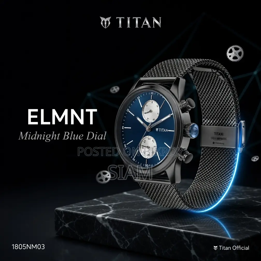 Titan Elmnt Midnight Blue Dial Stainless Steel Strap Watch - 1805nm03