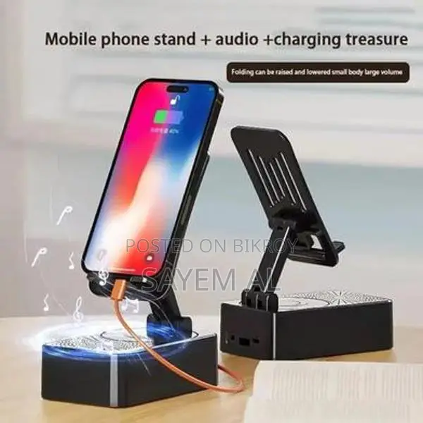 Stand Speaker 024 3-in-1 Bluetooth Speaker, Power Bank & Phone Holder