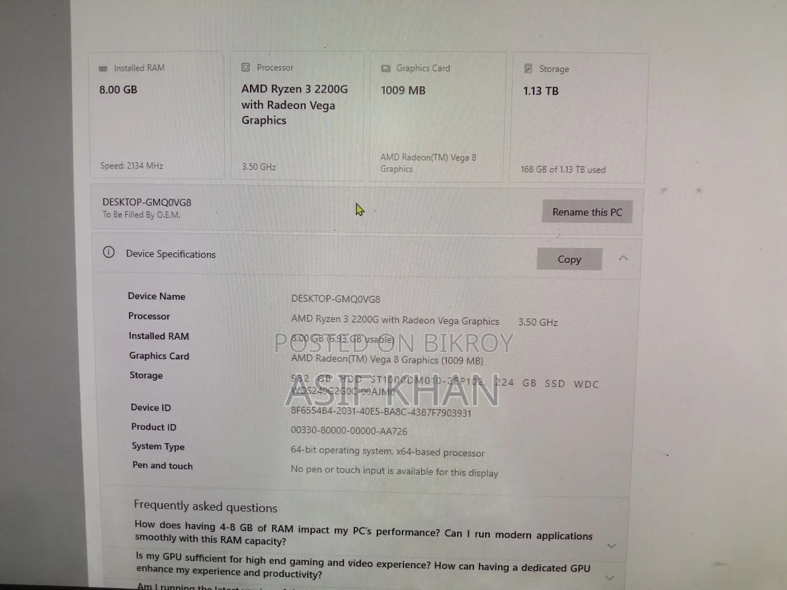 Desktop Computer for Sale (Used)