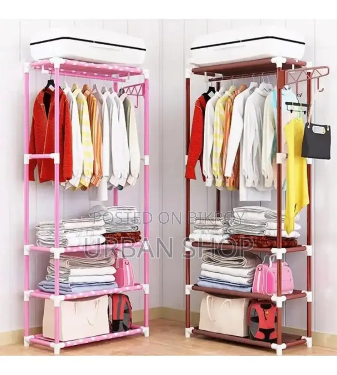 Portable Garment Rack with Shelves