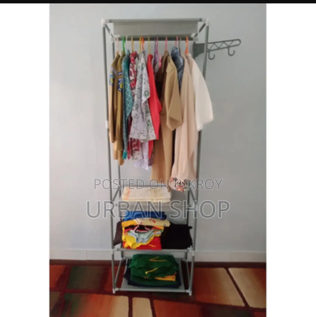 Portable Garment Rack with Shelves