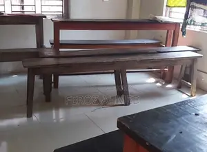 5 Pairs of Large Benches and One Whiteboard for Sale
