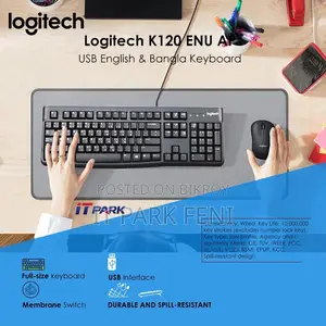 Logitech K120 Black USB Keyboard with Bangla