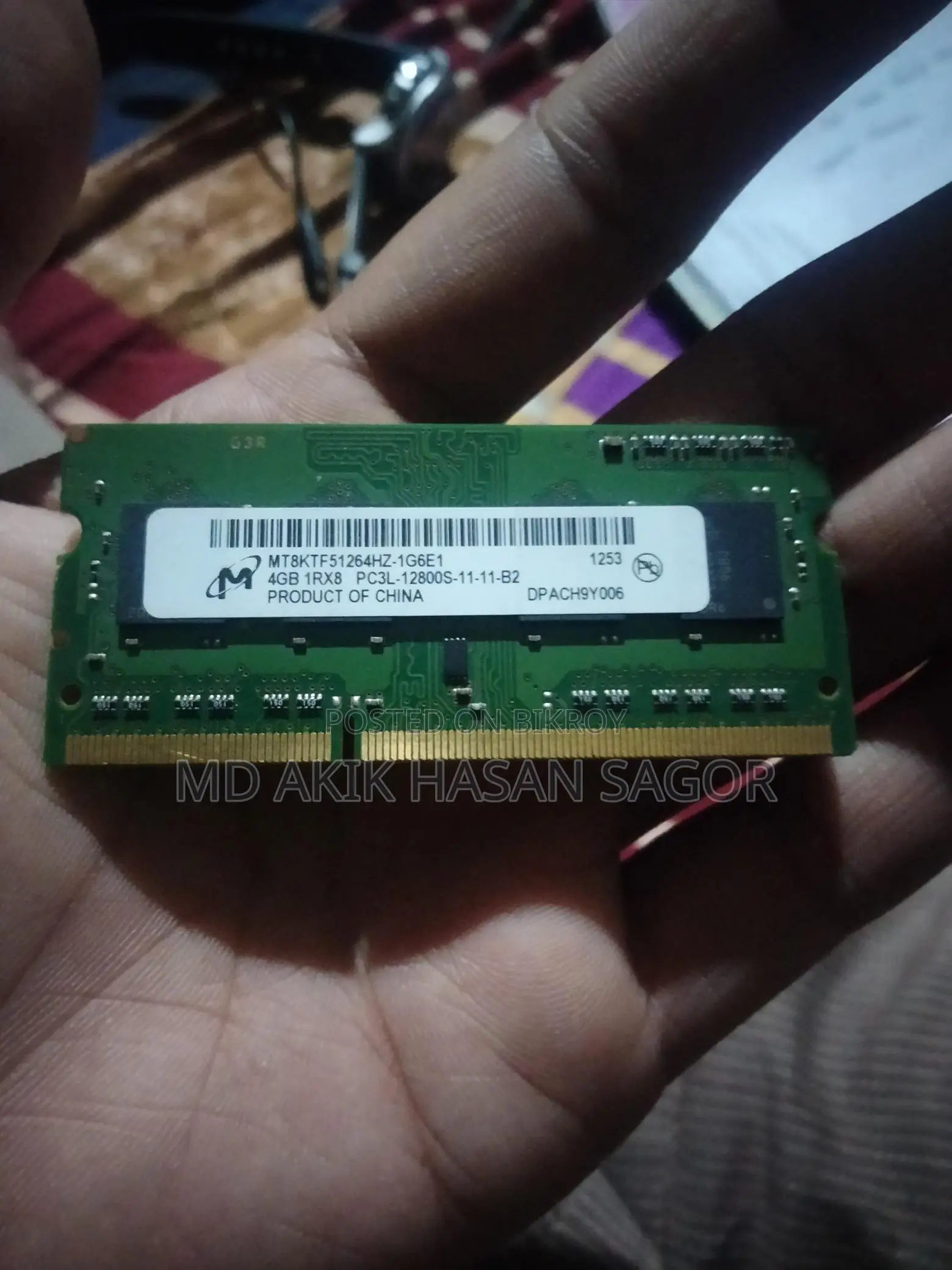 MT8kTF51264-1G6E1 4gb 1rx8 pc3l-12800s-11-11-B2
