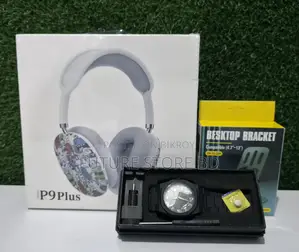 3-in-1 Combo Offer: P9 Plus Headphone + Arabic Aura Watch + Metal Phone Stand