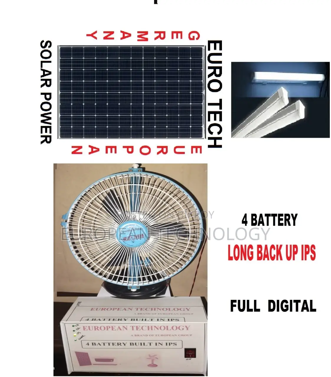 1 Fan 4 Bulb 10-Hour Battery IPS + Solar