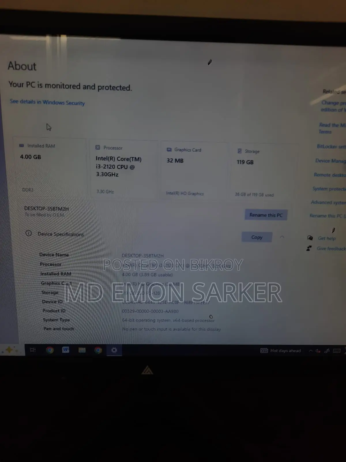 4Gb ram , i3 Computer with Monitor