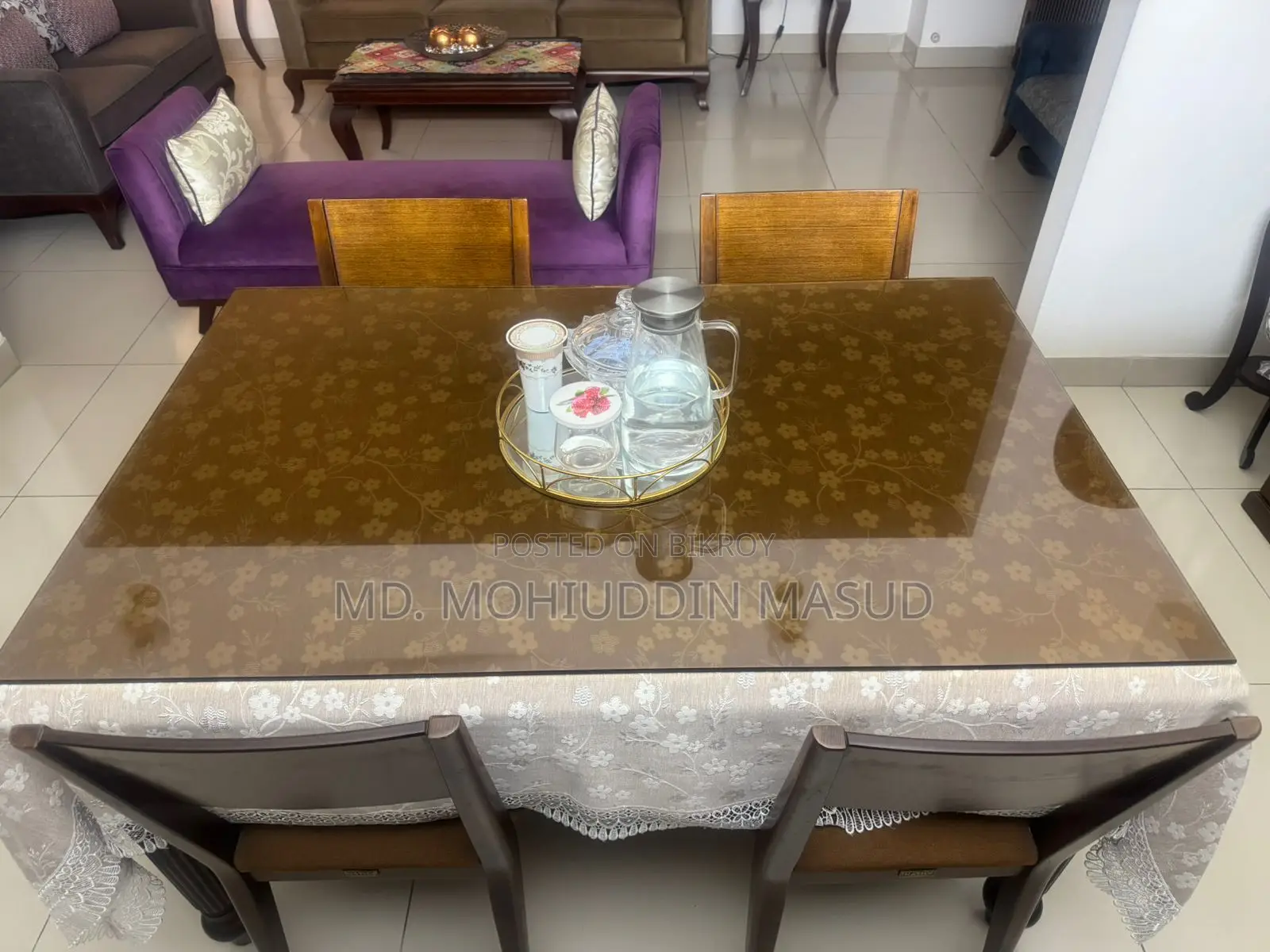 Malaysian Wood Dining Table and 4 Chairs for Sale