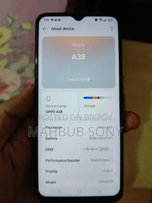 OPPO A38 color OS 15 (Used)