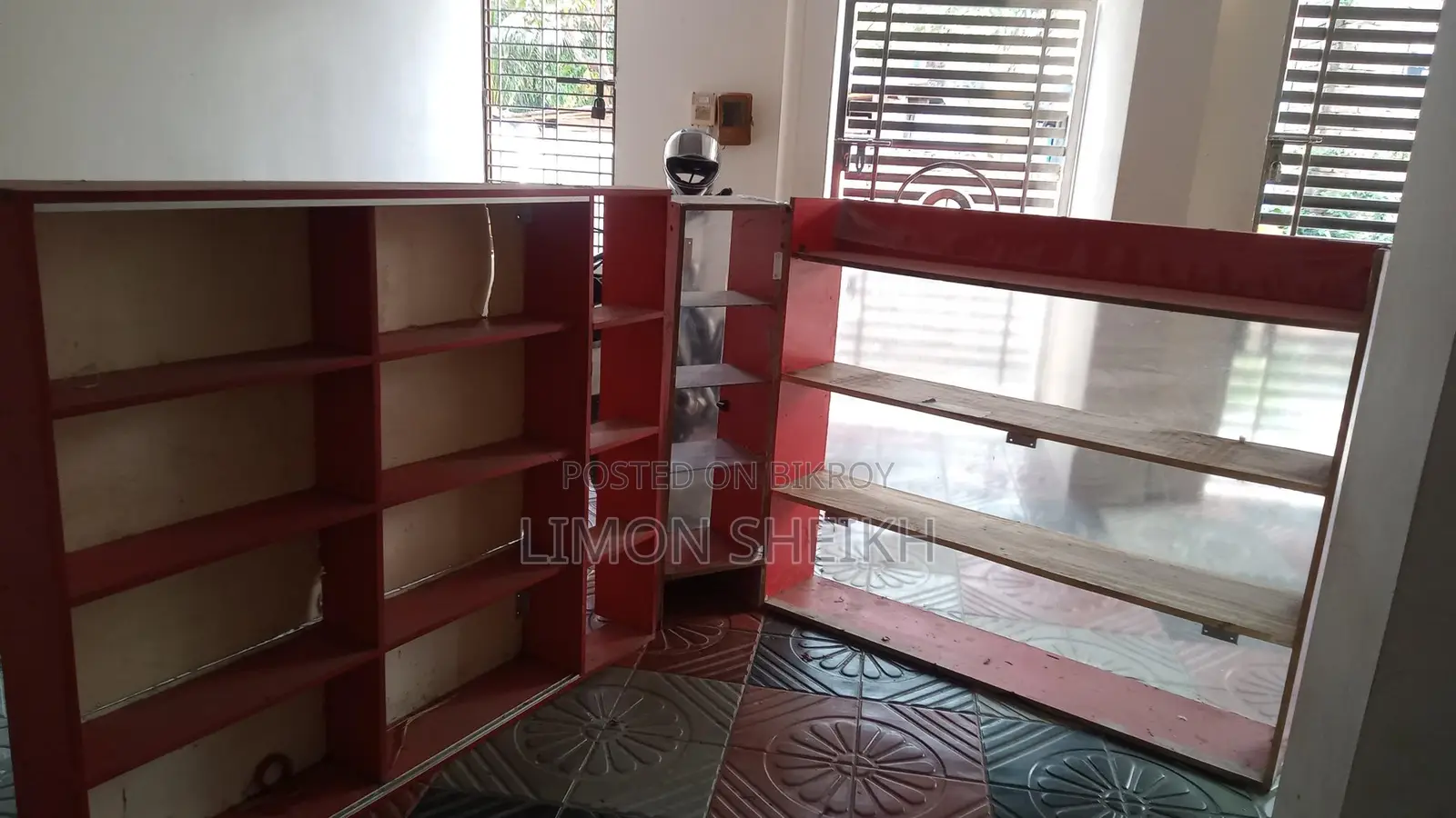 Three Particle Board Shelves or Display Racks