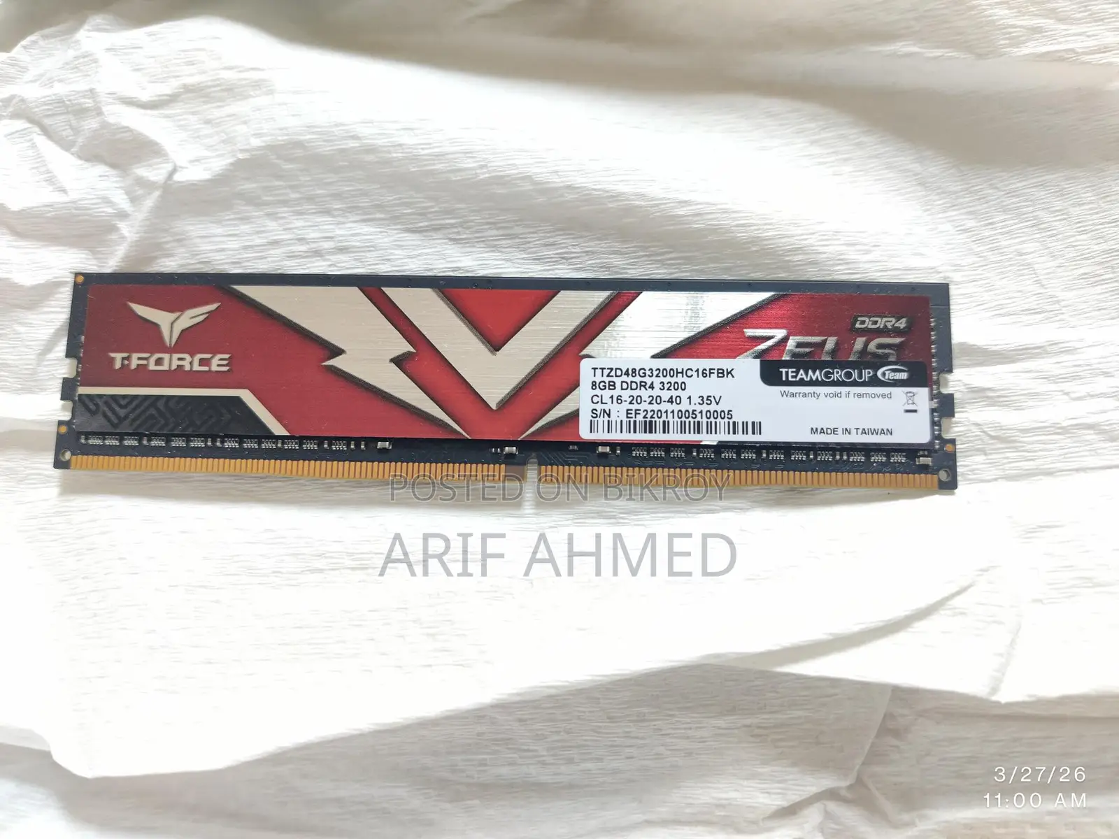 TEAM T-FORCE 8GB RAM