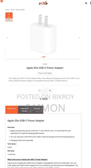 iPhone 20w Fast Charger+cable Original