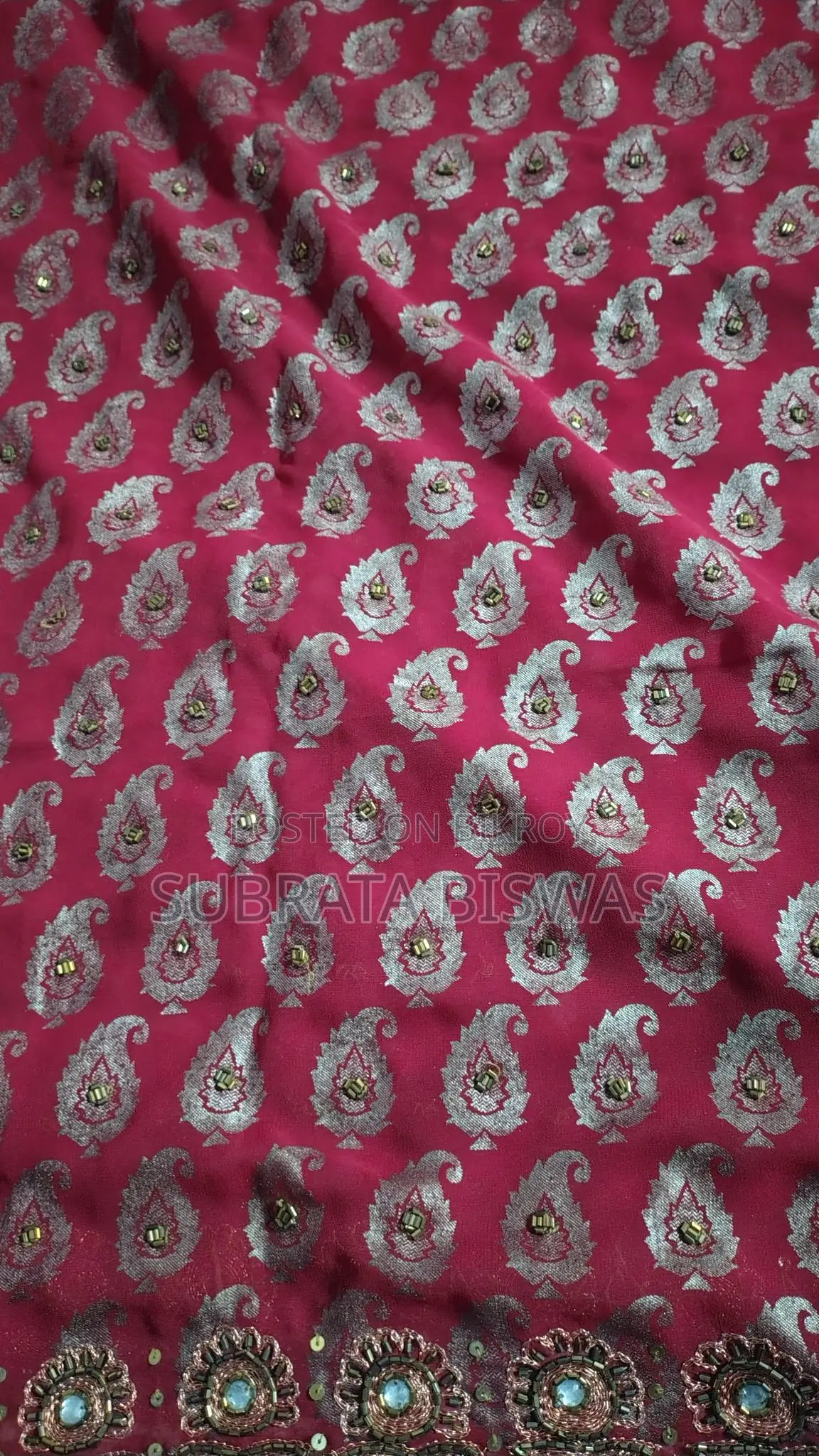 Georgette saree with stone and bead work