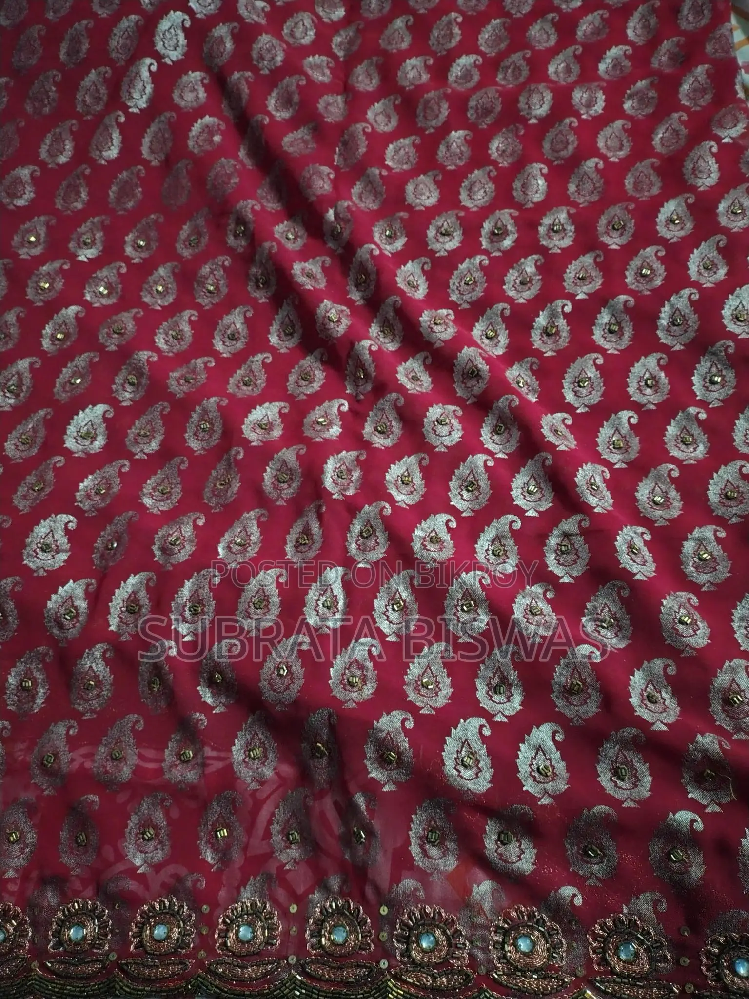 Georgette saree with stone and bead work